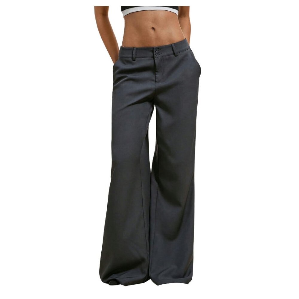 Low Rise Wide Leg Dress Pants Business Casual Work Slacks Straight Leg